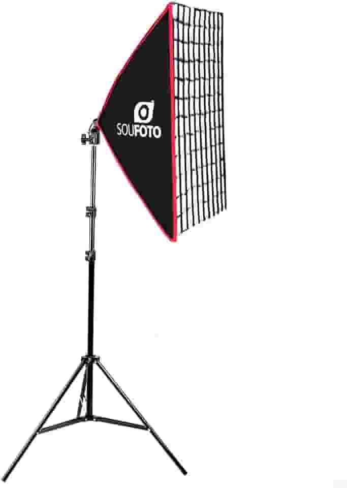 SOU FOTO Kit de Luz Para Gravar Video Profissional com Softbox com Tripé e Tela Grid (Uno Red Grid)