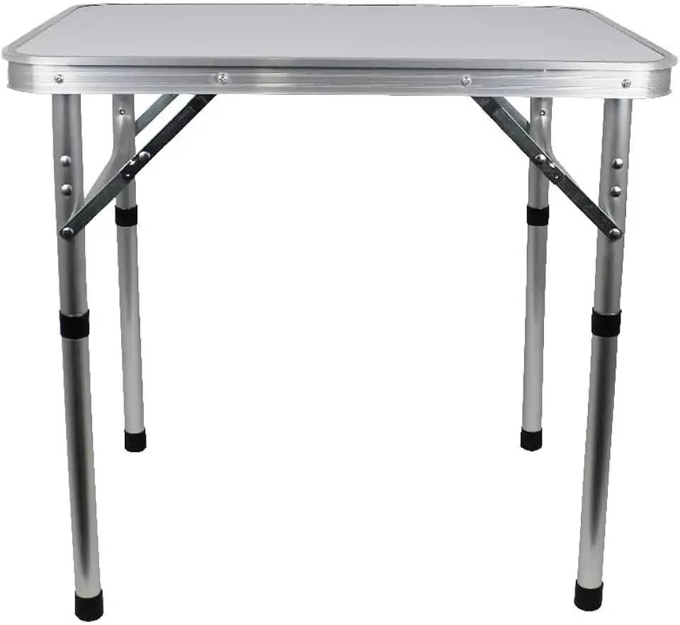 Mesa portátil Dobrável de Alumínio com Tampo em MDF para Camping, Praia, Piquenique, Área de Lazer como Churrasqueira, Tamanho 60cm x 45cm Pequena
