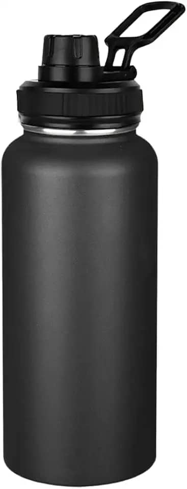 Garrafa Termica Aço Inoxidável 1L,Duplamente Isolada a Vácuo Garrafa de Agua para Academia,Mantenha o Calor Por 8 Horas e Mantenha o Frio Por 10 horas (preto)