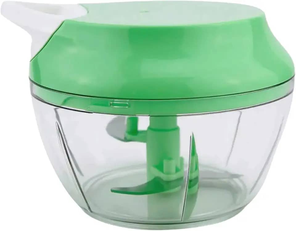 Processador de Alimentos Grande 500ml Triturador Com Três lâminas Em Inox Manual Acionamento Por Corda Retrátil (Verde)