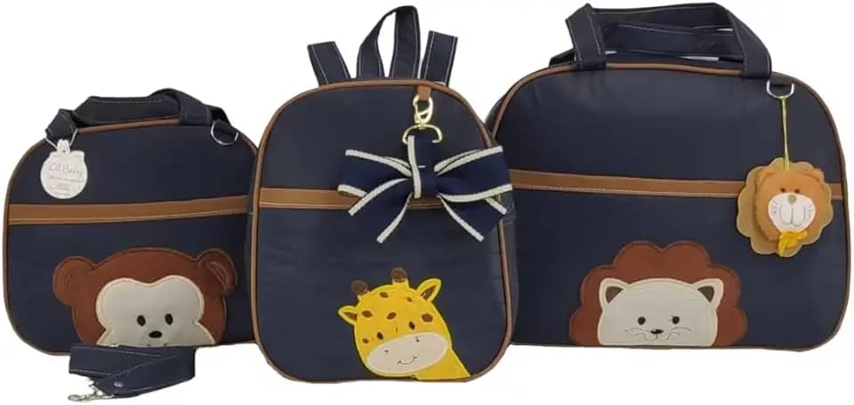 BOLSA MATERNIDADE MENINO 3 PEÇAS SAFARI (MARINHO)