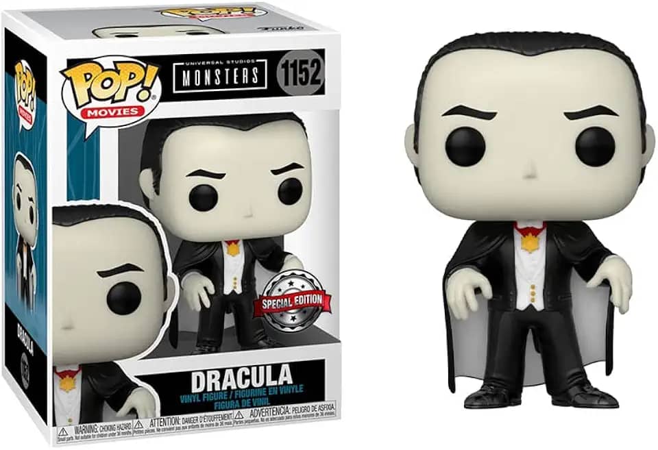 POP Funko Universal Monsters Drácula 1931 Exclusivo - Boneco de Ação - Preto