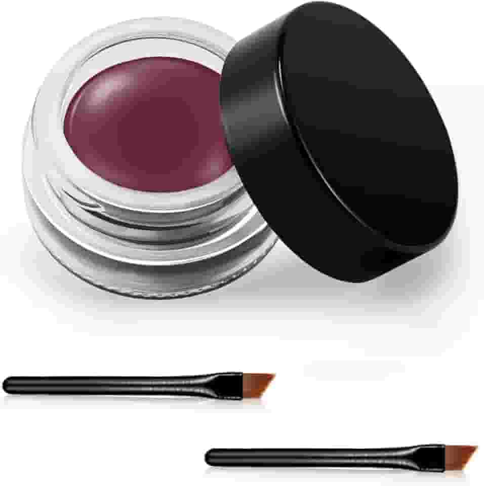 Erinde Delineador em gel à prova d'água, delineador em creme de longa duração, pigmentos de alta intensidade à prova de manchas delineador de olhos, delineador resistente à água com 2 pincéis nº 09 roxo escuro