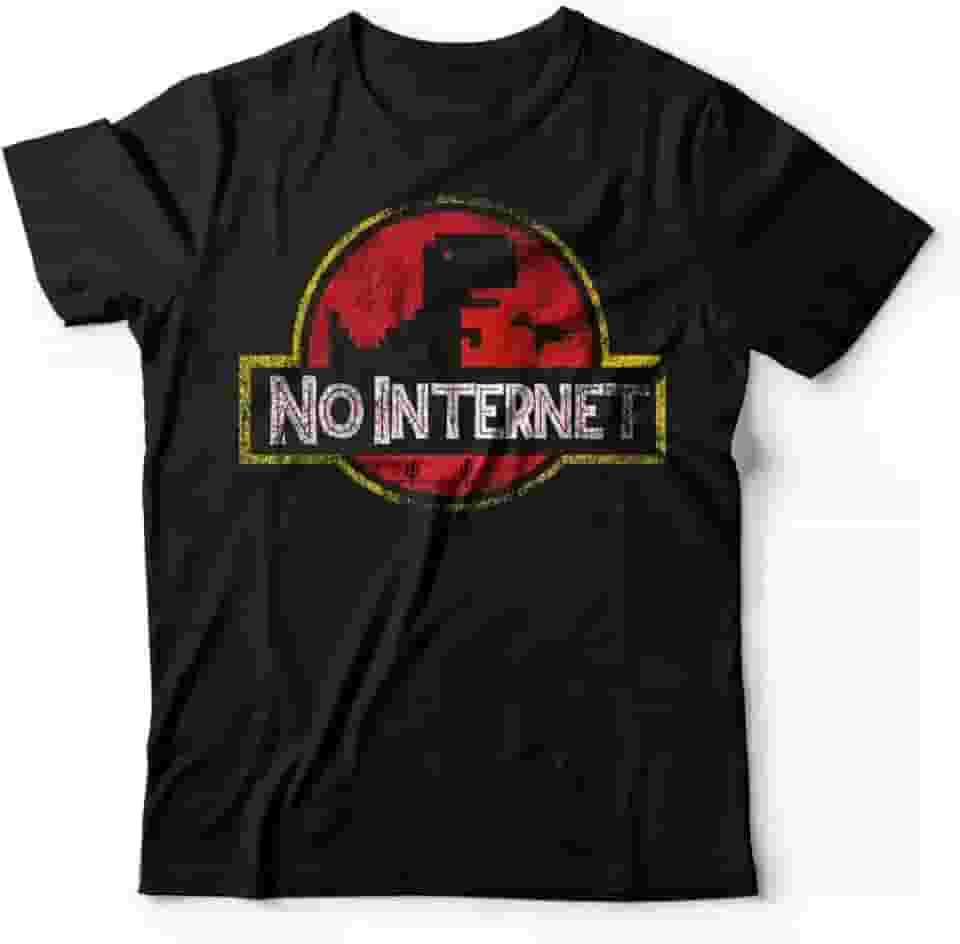Camiseta No Internet Preta Manga Curta Adulto Casual