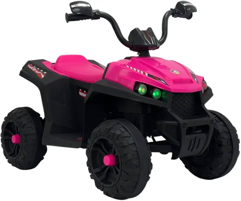 Bang Toys - Quadriciclo Elétrico Infantil SpeedTrail Rider 12V - com Luzes de LED, Sons, Entrada USB/MP3 e Acelerador no Pedal - Suporta até 50kg - Cor Rosa
