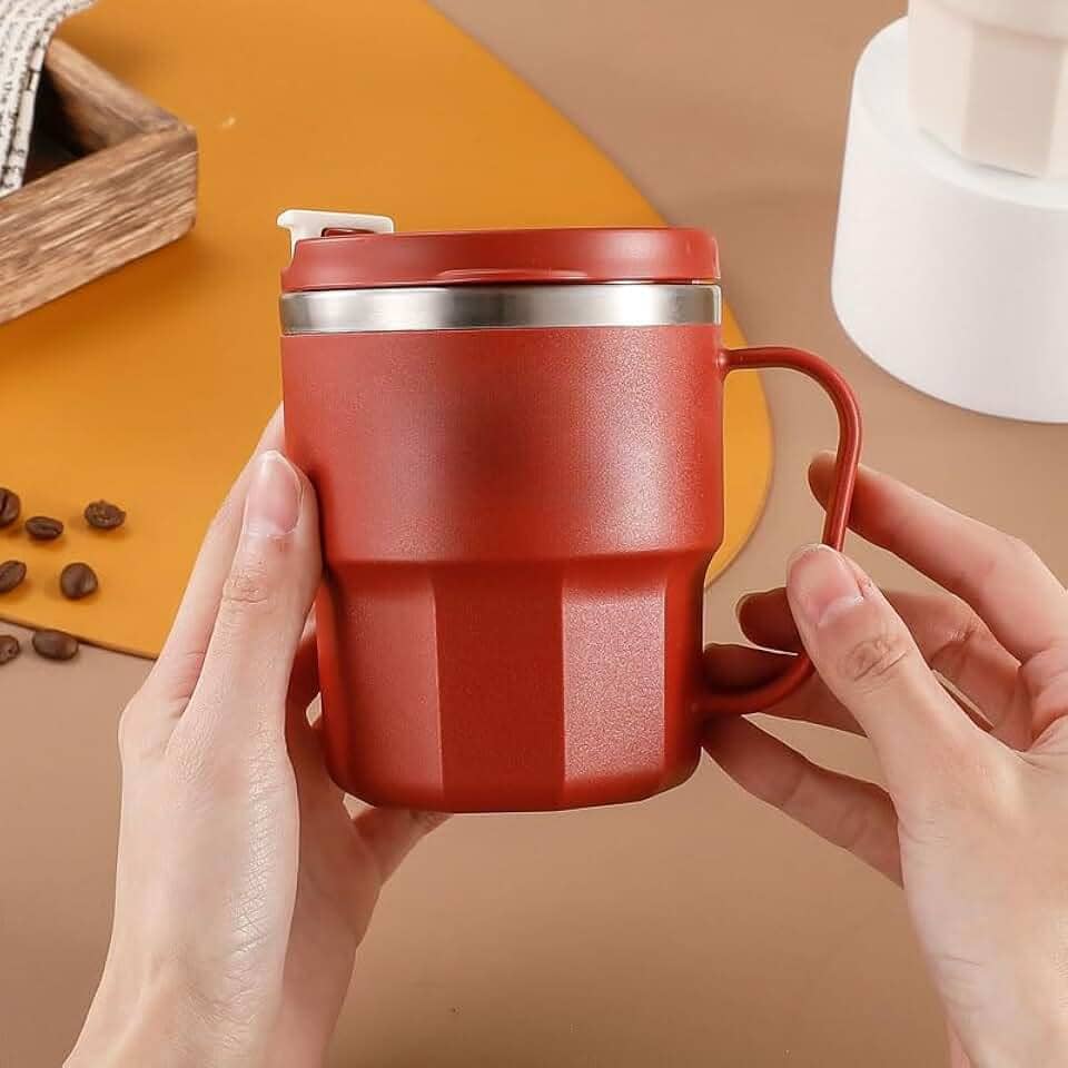 Caneca de café de aço inoxidável de 382 g - Caneca de viagem isolada durável para uso doméstico e escritório, presentes de aniversário para homens e mulheres - vermelha
