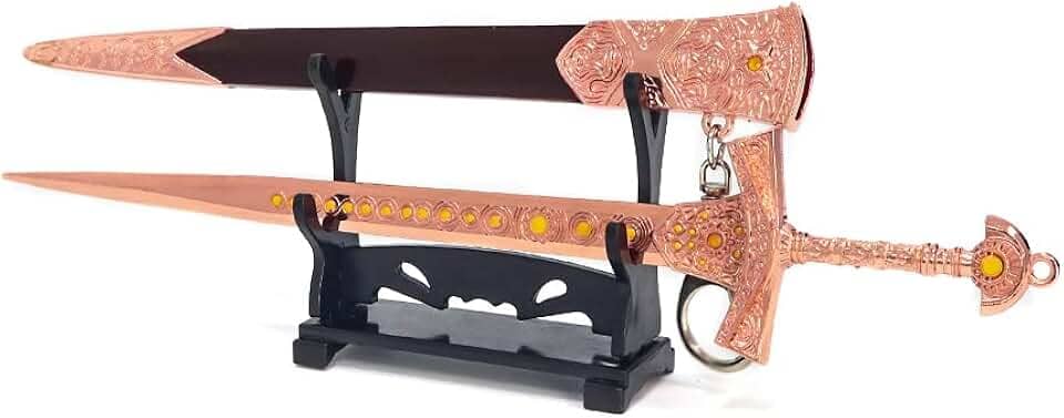 Chewmeter Elden Ring Replica Greatsword Colossal Kanata Knife Sword Spear Martial Arts Game Collection Gift Party Supplies Desk Decoration Backpack Pendant Gift (Miquellan Knight's Sword)