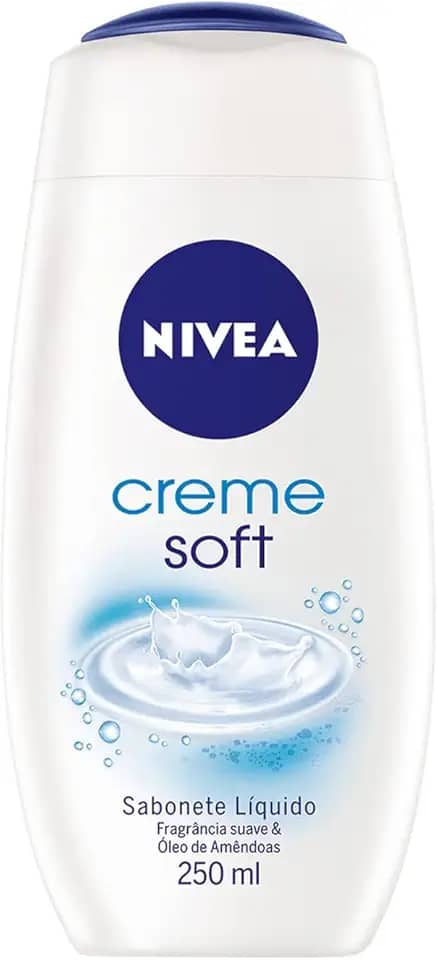 NIVEA Sabonete Líquido Creme Soft 250ml - Fragrância suave de amêndoas, sensação de pele macia e hidratada, em equilíbrio com o pH da pele