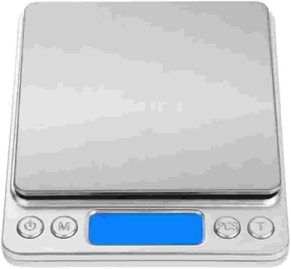 Balança Digital de Precisão, 500g/0,01g, Display LCD com Iluminação, Função Tara, Múltiplas Unidades