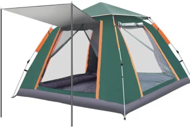 Barraca de Camping Hexagonal Familiar, Barraca Pop-up Automática, À Prova de Chuva e Vento, 3 Estações, Verde, 10 Pessoas, 215cm x 142cm, Acampamento e Caminhada