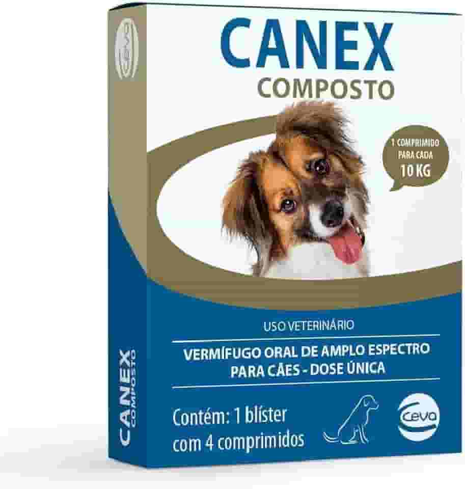 Ceva Vermífugo Canex Composto para Cães, 4 Comprimidos, multicolorido