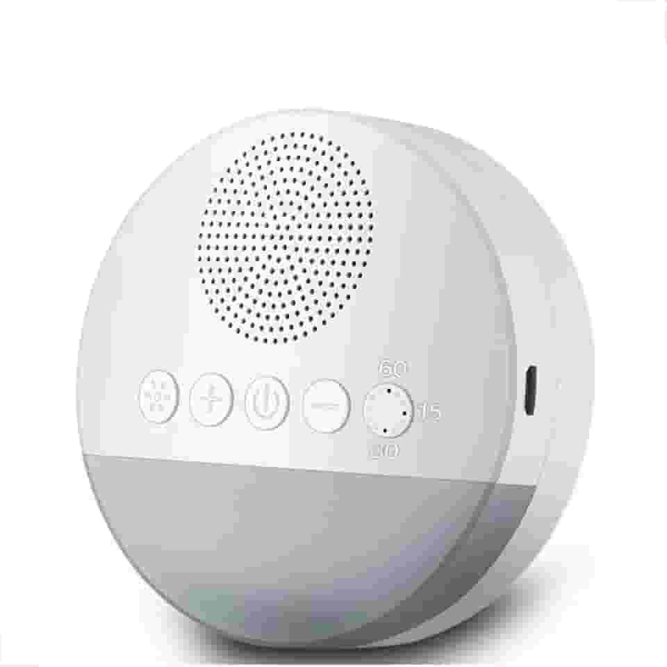 Máquina de Som Ruído Branco para Dormir | 20 Sons Relaxantes + Luz Noturna Ajustável + Timer Inteligente | Aparelho Portátil para Bebê, Adultos, Escritório e Viagem