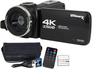 Ultimaxx Câmera Filmadora 4K Gravador de Vídeo 42Mp Suporte para Câmera Vlogging Youtube Tiktok Filmadora Digital com Tela Lcd de 3 ', Zoom Digital 18X para Adultos Crianças Adolescentes Iniciantes