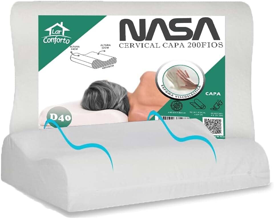 Travesseiro Nasa Cervical Ortopédico 14/12cm Altura Espuma Toque Nasa Macio - Lar Conforto