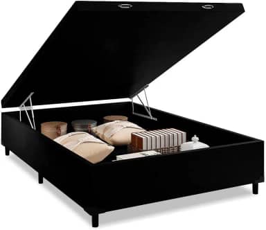 Cama Box Baú Casal Preto com Pistão a gás - 138x188