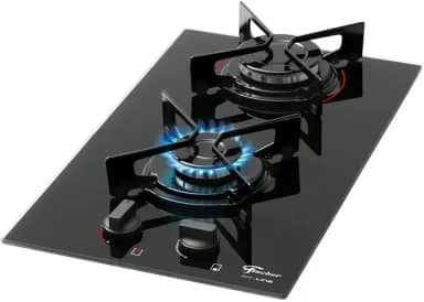 FISCHER COOKTOP À GÁS 2 BOCAS FIT LINE MESA VIDRO PRETO BIVOLT - 27185-60015