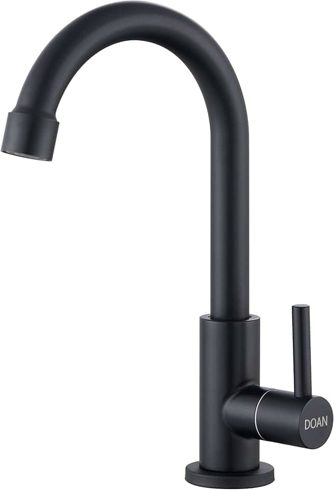 Torneira Banheiro Inox Giratória Mesa Curta Preto NOX04B