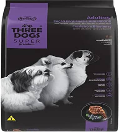 Three Dogs Ração Super Premium Adulto Mini E Pequeno Cordeiro 10 1Kg