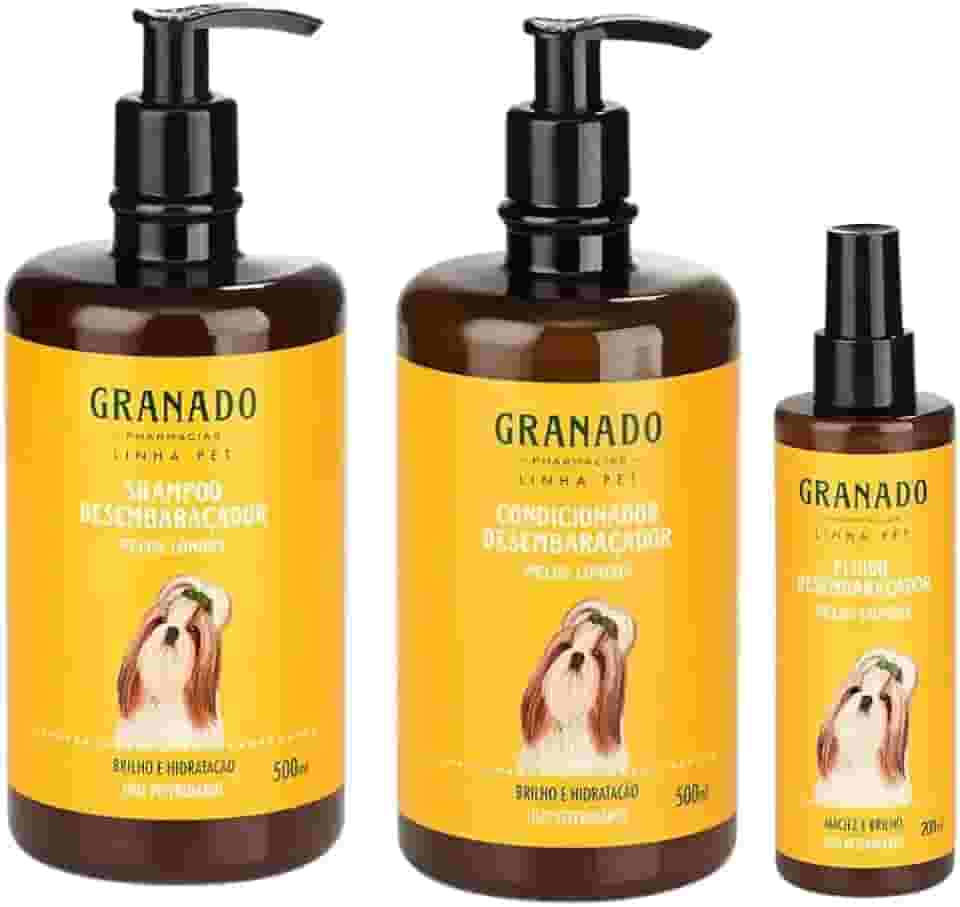 Genérico Combo Shampoo + Condicionador + Fluído Desembaraçador Pelos Longos para Cães e Gatos
