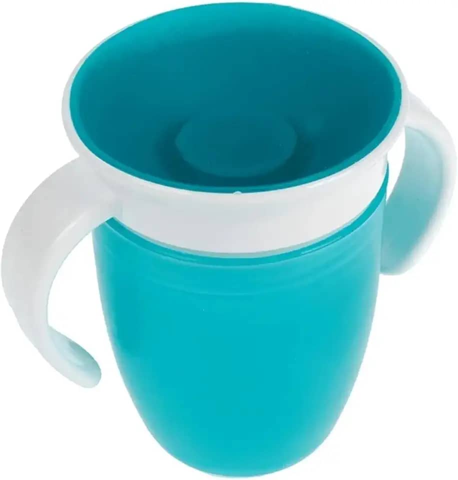 Copo Infantil com Tampa de Silicone Baby Art Baby, 210ml, Sem Bico, Não Vaza, Azul