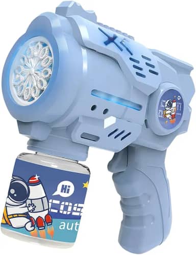 Máquina de Bolhas Infantil Astronauta com 12 Saídas – Pistola de Bolhas Automática Portátil, Sem Bateria e Sem Água de Bolha Lança Bolha De Sabão, Automática, Colorido, Brinquedo Infantil Premium