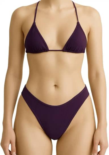 Biquíni Feminino De Amarrar Canelado Cortininha Sem Bojo Asa Delta Praia Marquinha