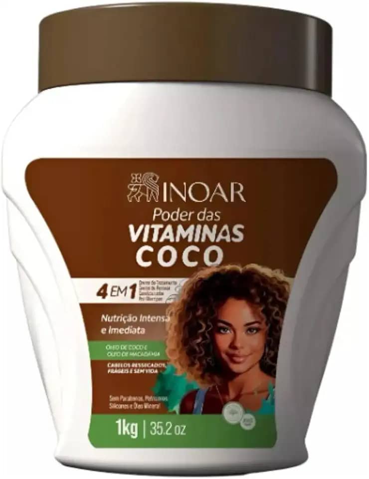 Inoar, Creme De Pentear, 4x1, Poder Das Vitaminas Coco, Nutrição Intensa E Imediata - Ressecados, Frágeis E Sem Vida - 1kg