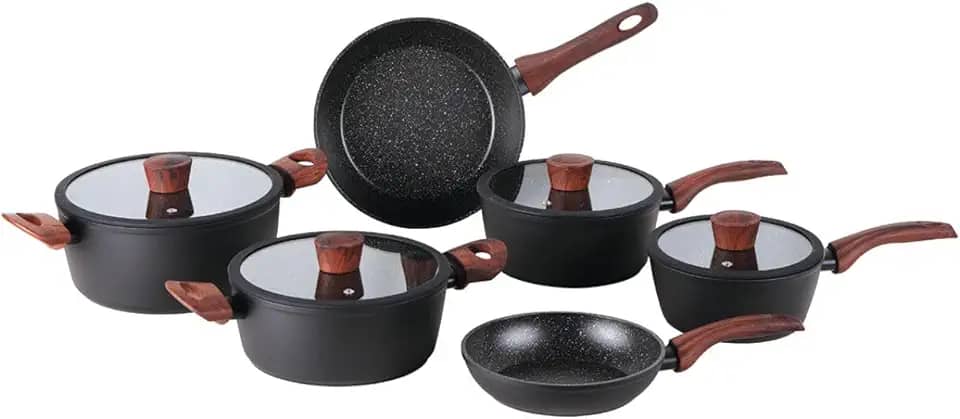 Brinox - Jogo de Panelas Revestimento Cerâmico Antiaderente Ceramic Life Sirius 6 Peças com Fundo de Indução - Preto