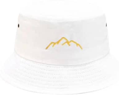 Chapéus bucket para homens e mulheres – Chapéu balde de pescador de verão boné de sol de aba larga dobrável praia casual ao ar livre, Montanha branca, Tamanho Único