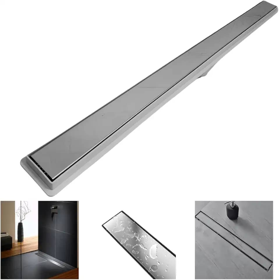 Ralo Linear 5x70 invisível Banheiro Inox Oculto 2 em 1 Coletor Cinza Saídas 40mm com Tela (5cm x 70cm)
