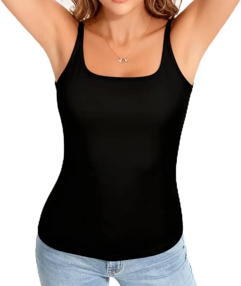 Camiseta feminina térmica sem mangas, mistura de viscose macia, regata de camada de base de inverno com gola redonda para clima frio, preta