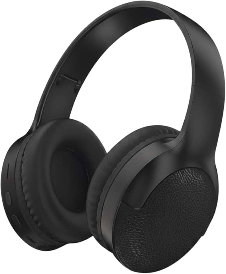 Fone de Ouvido Bluetooth 5.3 On-ear. Cancelamento de Ruído e Regulavel para Corridas e Academia, Headphone Sem Fio com Microfone Integrado Confortavel e Dobravel Compativel com Android e IOS. (Preto)