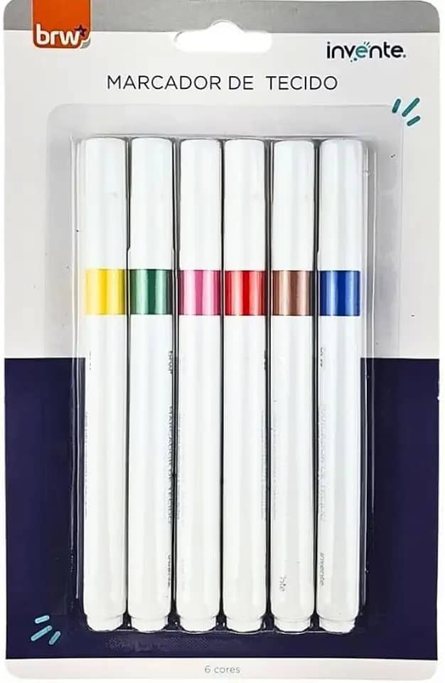 Caneta para Tecido Blister com 6 Cores, BRW