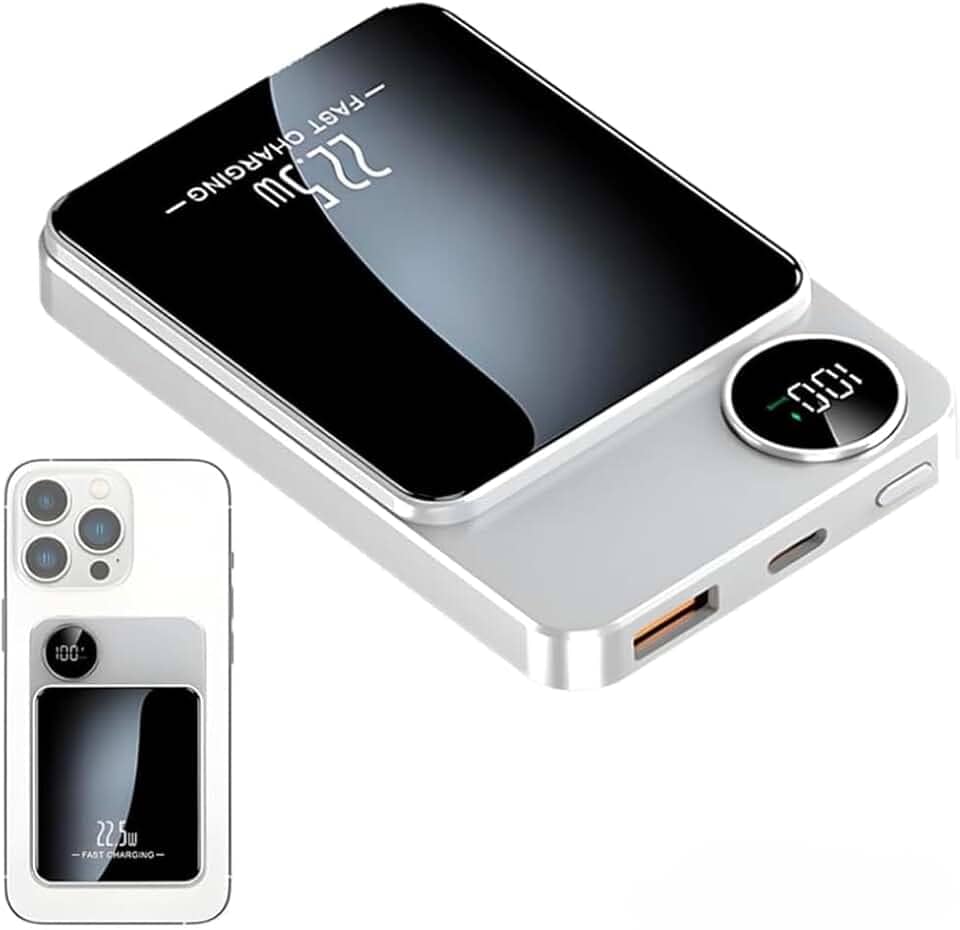 Carregador Portátil (Power Bank) Magnético Ultrafino sem fio por indução Carregamento Rápido de 10000mAH Compatível com Celulares - YD43 (Branco)
