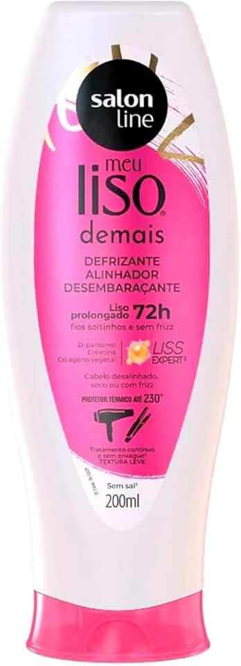 Salon Line, Defrizante Protetor Térmico, Meu Liso Demais, Vegano - Para Cabelos Lisos Naturais, Alisados ou Relaxados, 200 ml