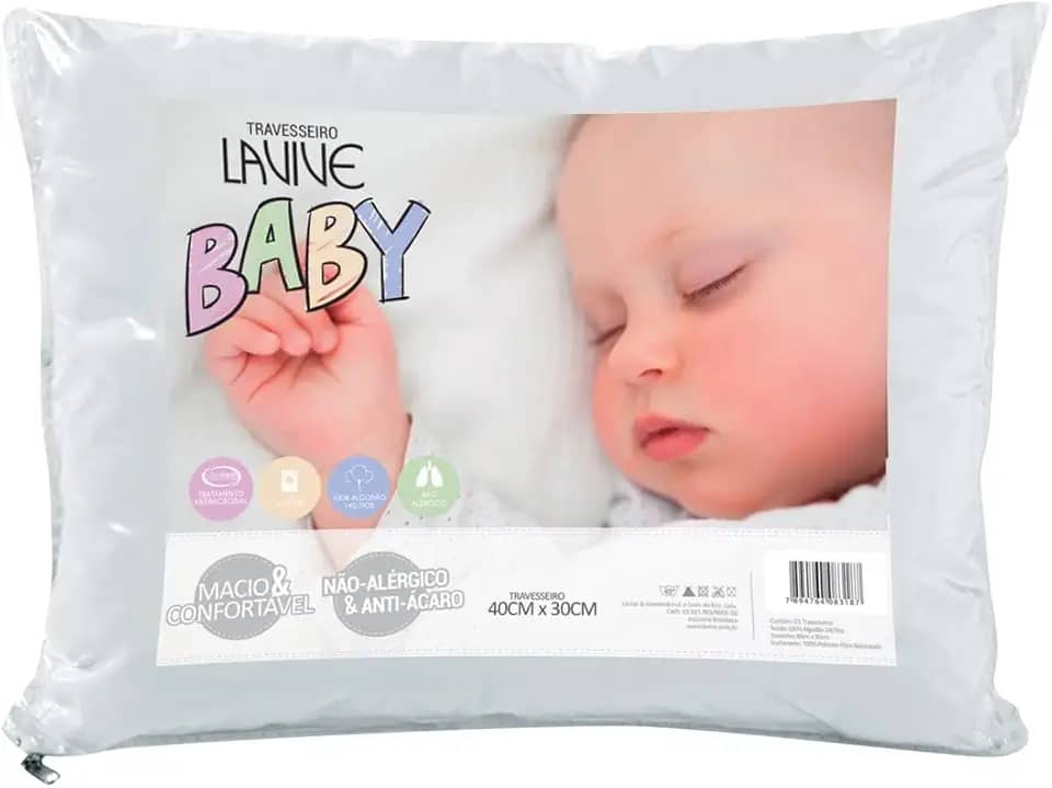 Travesseiro Para Bebê 40cm x 30cm Antialérgico 140 Fios 100% Algodão