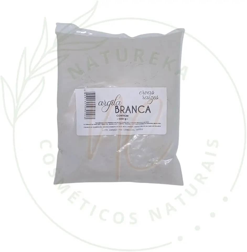 Argila em pó 500g Clareadora Branca Ervas e Raízes Pura
