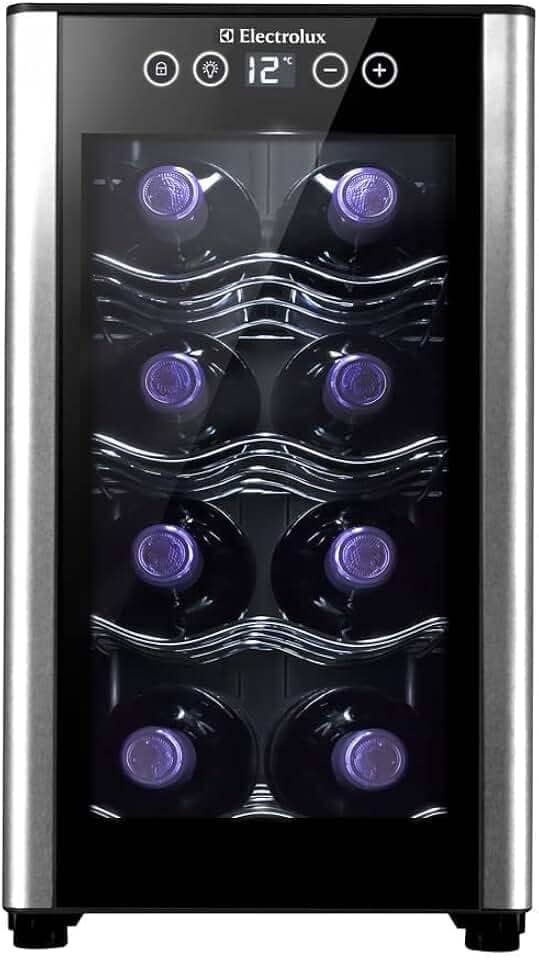 Adega ACB08 Electrolux 8 garrafas 1 Porta Preta Acabamento em Alumínio - Bivolt