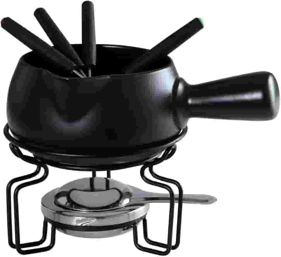 Aparelho de Fondue para Queijo em Cerâmica 08 Peças P15Xl23Xa19Cm Preta Fracalanza - Full Fit