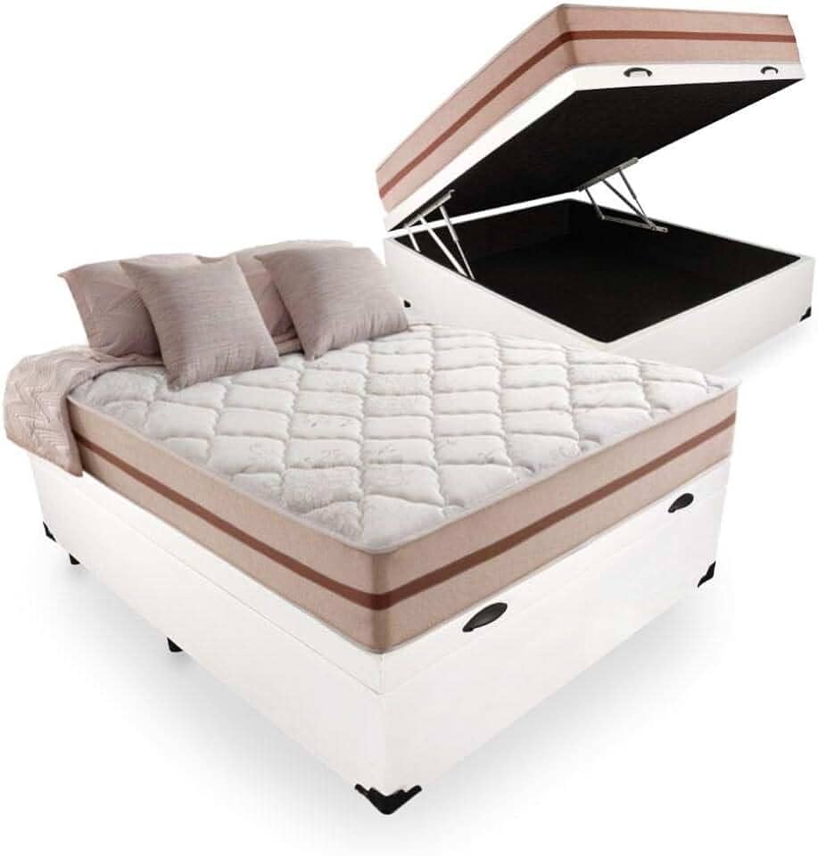 Cama Box Com Baú Viúva + Colchão De Molas Ensacadas - Anjos - Classic 22x188x128cm