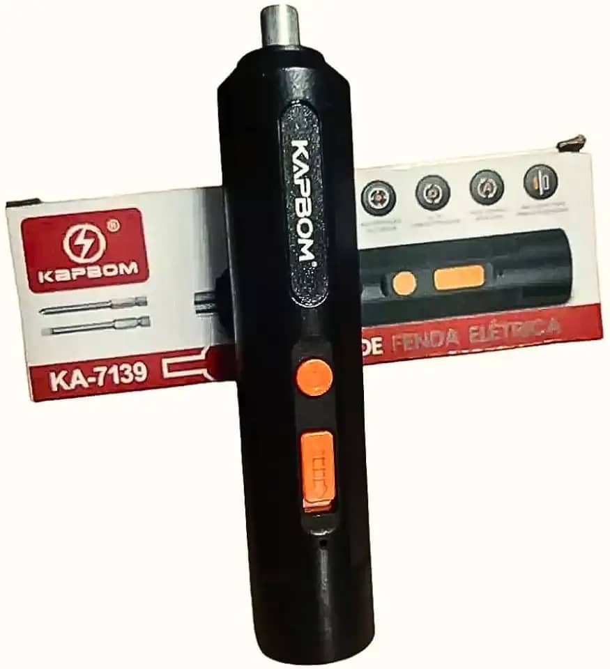 Chave de Fenda Parafusadeira Elétrica 4.2V Portátil sem fio - Perfeita para Espaços Apertados Móveis computadores - Bateria Recarregável Bivolt, 2 Bits Inclusos(Philips e fenda)-Preta