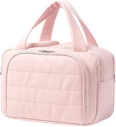 Necessaire Bolsa de Maquiagem Feminina Grande, bolso Impermeável com Múltiplos Compartimentos, Ideal para Viagens (Rosa)