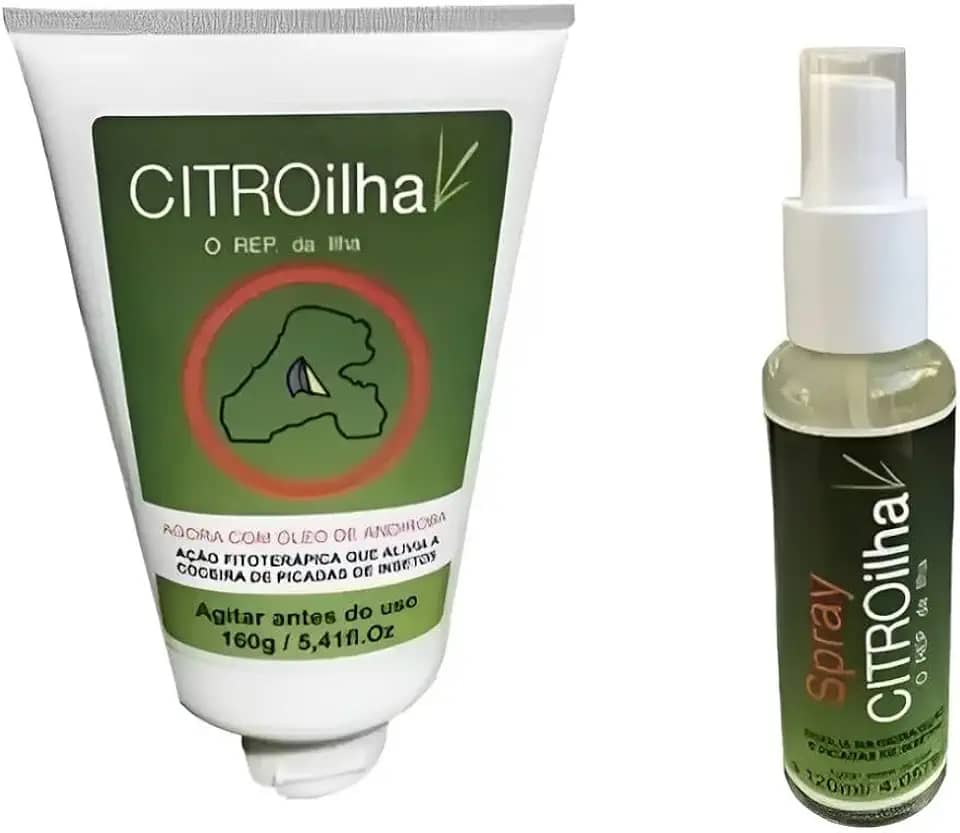 Kit Repelente Spray e Repelente Creme Citroilha Contra Pernilongos Borrachudos Mosquitos da Dengue Proteção Natural Citronela Para Repelir Insetos e Moscas Ideal para Uso ao Ar Livre e Casa