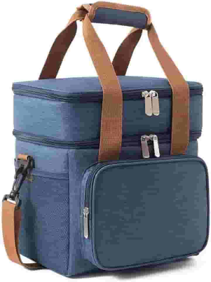 Bolsa Térmica Grande Espaçosa Dois Compartimentos Lancheira Para Marmita, Passeio, Escola, Faculdade, Trabalho Bolsa Para Marmita, PREMIUM (Azul)