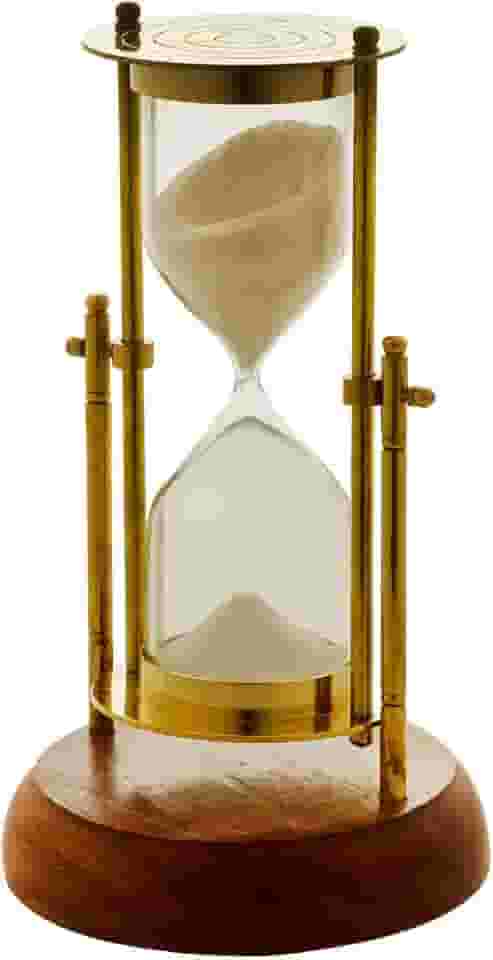 WOLFF - Ampulheta Decorativa de Metal e Madeira Dourada 20cm x 11cm