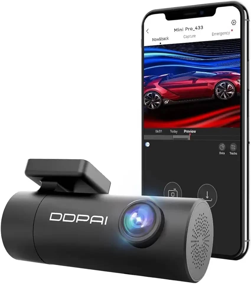 DDPAI Mini Pro Câmera Veicular 1296P Wi-Fi, Dashcam com Visão Noturna, Ângulo Grande 140°, Sensor G, Lente Giratória 330°, Supercapacitor e Monitoramento 24h (Sem Cartão SD)