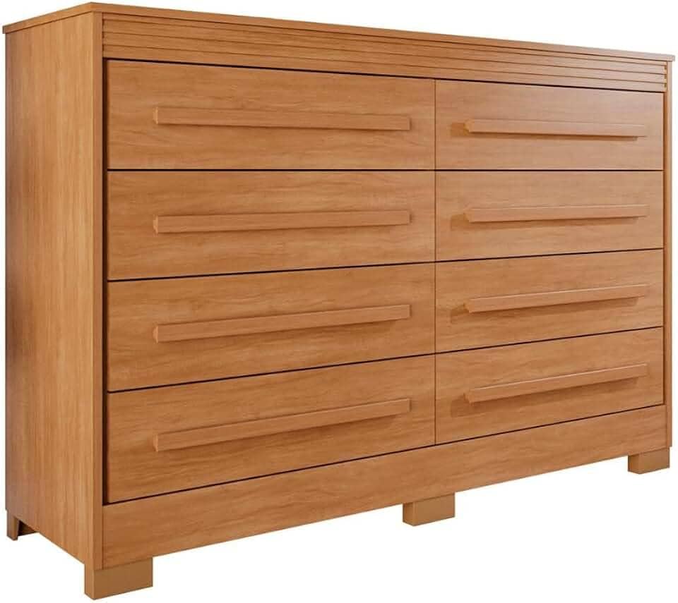 Comoda California Quarto com 8 Gavetas e Pés em Plástico Cinamomo