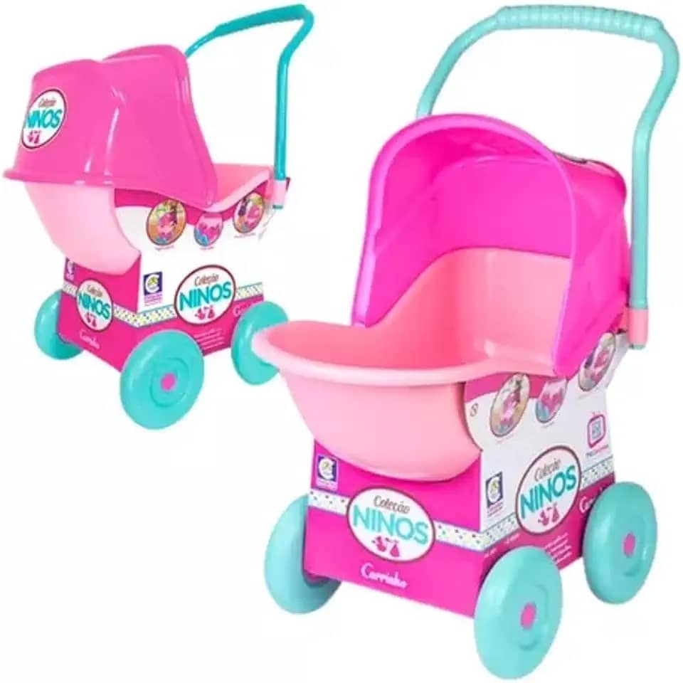 Carrinho De Boneca Bebê Ninos 64cm Alive Reborn Capota Regulável Cotiplas