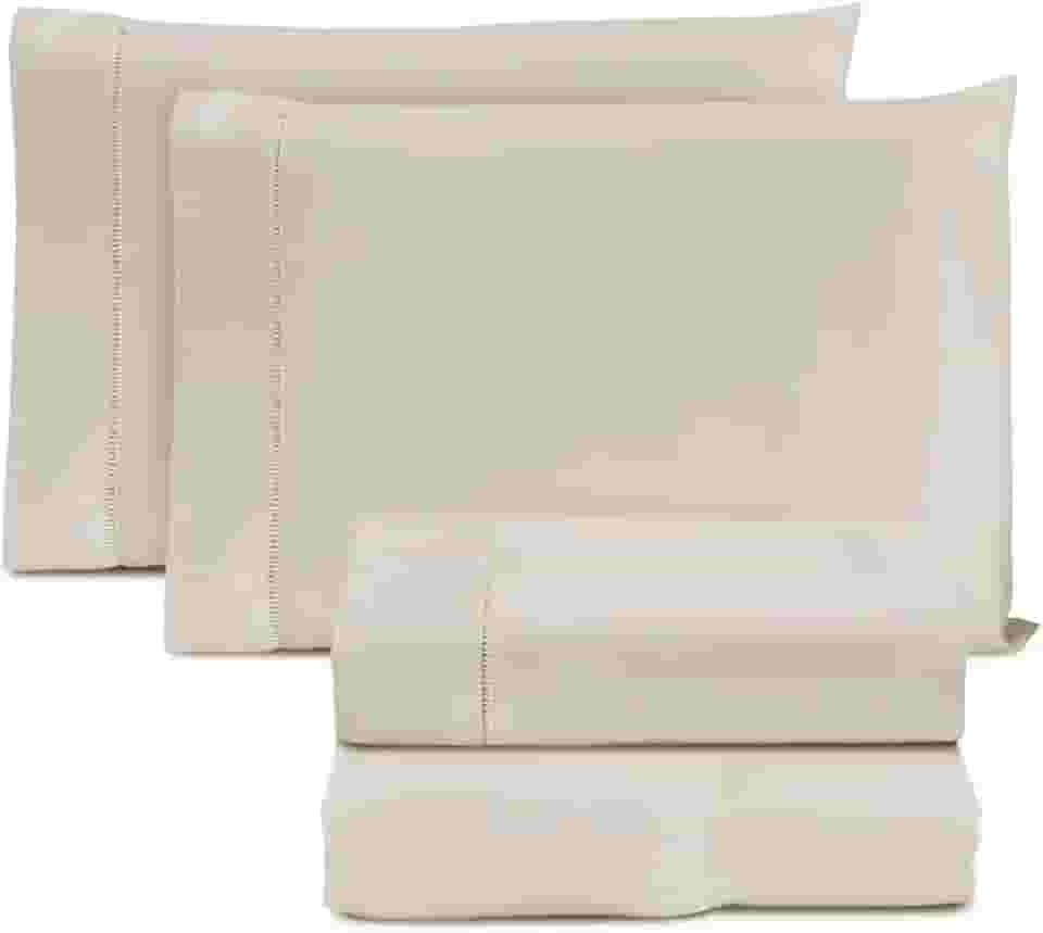 Jogo de Cama Casal Padrão Percal 400 Fios Ponto Palito 04 Peças, Antiácaro, Não faz bolinha Toque Extra Macio – Palha