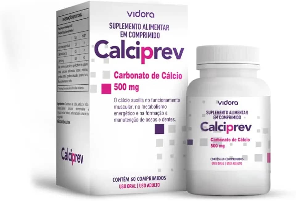 Calciprev - Carbonato de Cálcio 500mg - Saúde Óssea - 60 comprimidos